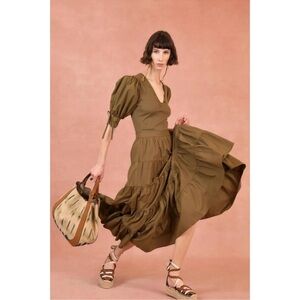 Ulla Johnson Cotten Pia Top- Military Green